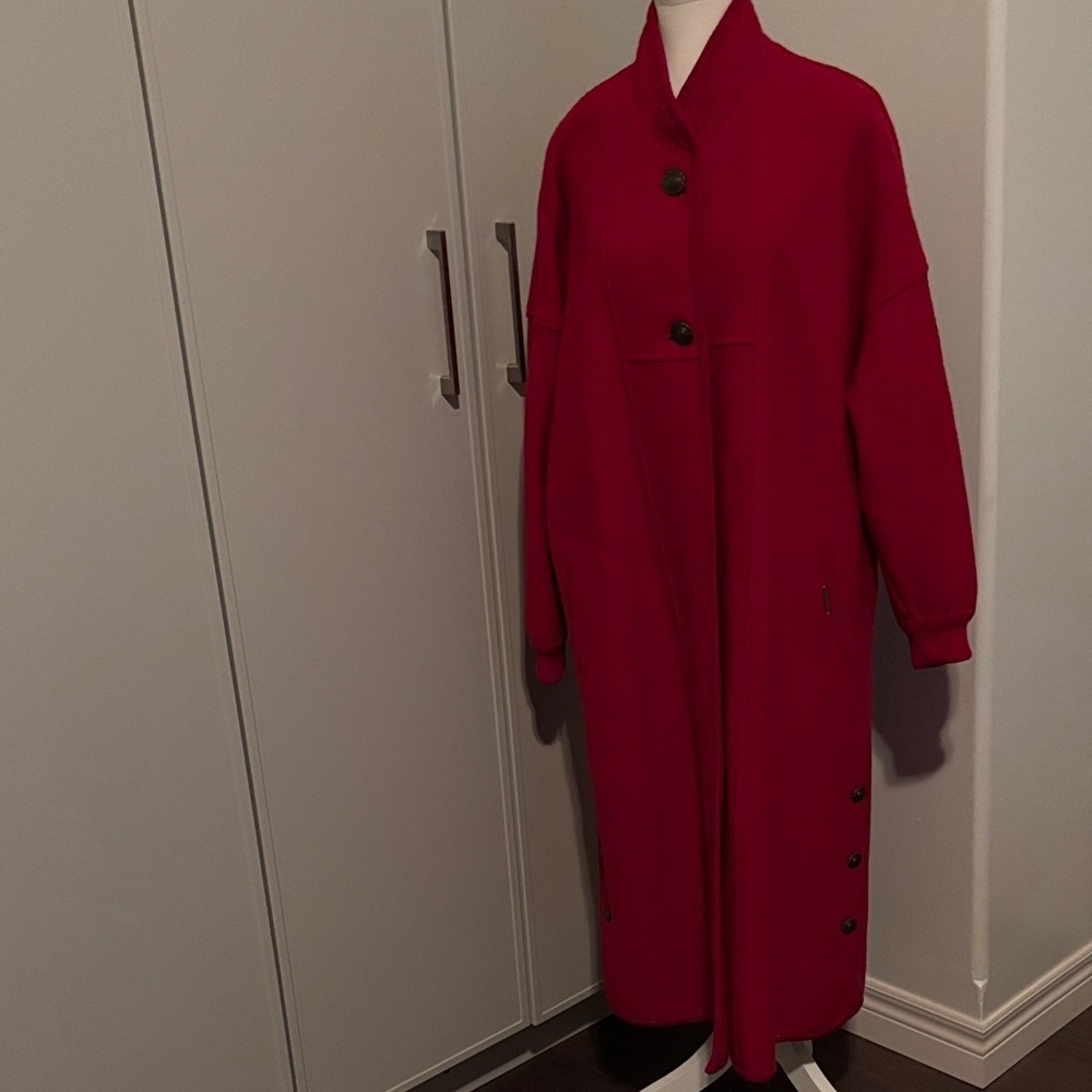 Vintage Geiger Wool Women's Red Long Coat